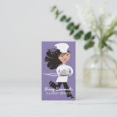 料理用連続した女性のシェフのドームの大皿の食料調達 名刺 (スタンド正面)