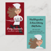 料理用連続した女性のシェフのドームの大皿の食料調達 名刺 (正面/裏面)