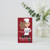 料理用連続した女性のシェフのドームの大皿の食料調達 名刺 (スタンド正面)