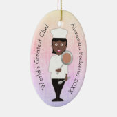 料理研究科アフリカ系アメリカ人の女性シェフ セラミックオーナメント (右)