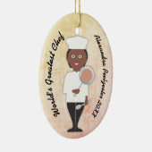 料理研究科アフリカ系アメリカ人の女性シェフ セラミックオーナメント (右)