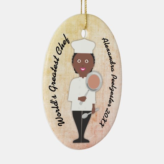 料理研究科アフリカ系アメリカ人の女性シェフ セラミックオーナメント