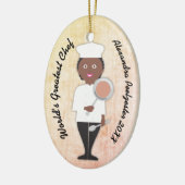 料理研究科アフリカ系アメリカ人の女性シェフ セラミックオーナメント (左)