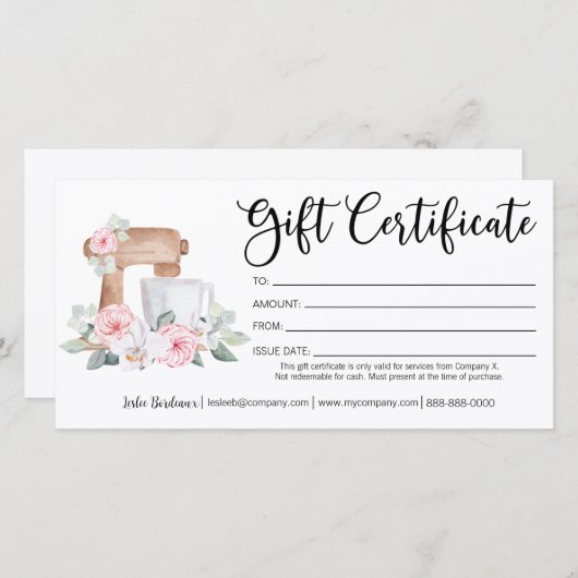 料理級ベーカリー贈与証書 (正面/裏面)