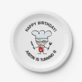 料理誕生日パーティーのプレートと可愛い漫画 ペーパープレート (正面)