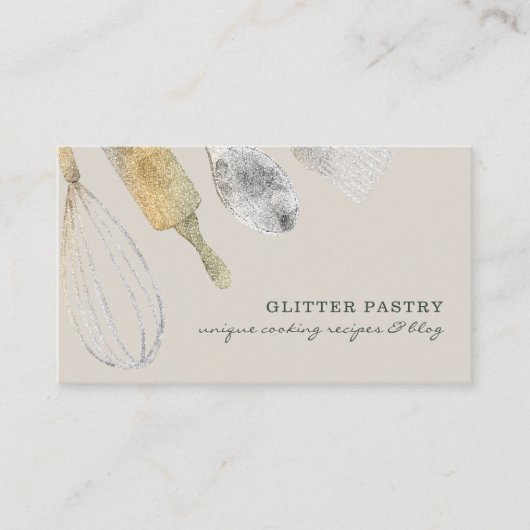 料理調理器具エレガントベーカリーアイボリーセージ 名刺 (正面)