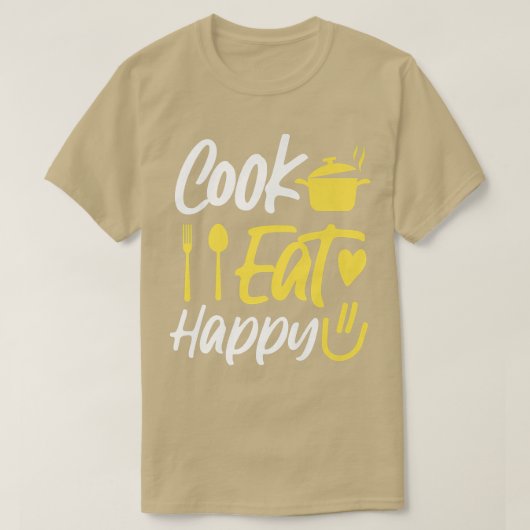 料理調理師キッチンシェフ調理師ハ食べッピー Tシャツ (デザイン正面)