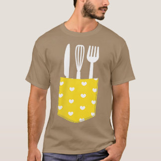 料理調理師料理食品グルメ食事ポケットチェ Tシャツ