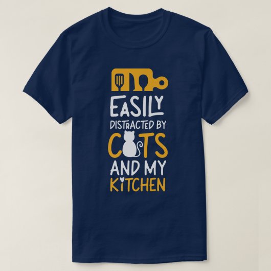 料理調理師猫キッチンシェフが気を散らしやすい Tシャツ (デザイン正面)
