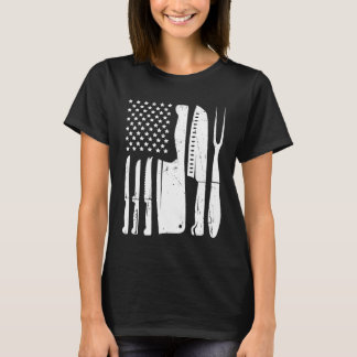 料理長ナイフ旗調理師アメリカ愛国調理法 Tシャツ