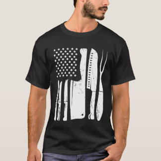 料理長ナイフ旗調理師アメリカ愛国調理法 Tシャツ