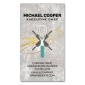 料理長 |の転がピンとウィスク マグネット名刺 (正面縦)