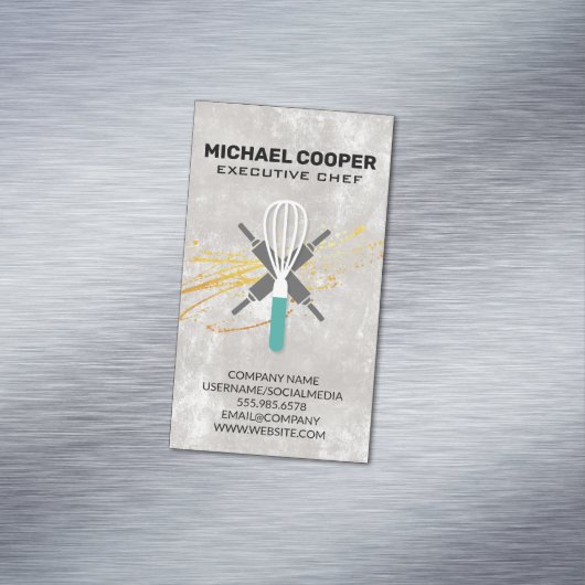 料理長 |の転がピンとウィスク マグネット名刺 (インサイチュ)