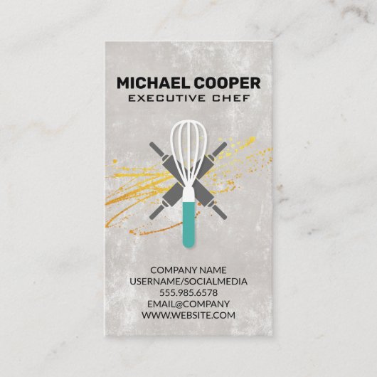 料理長 |の転がピンとウィスク 名刺 (正面)