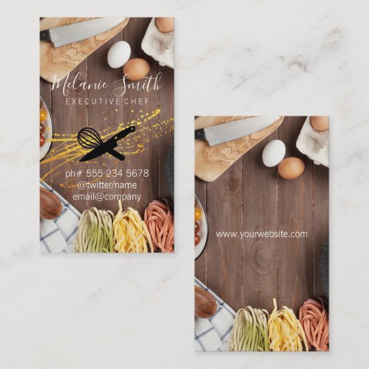 料理長 | キッチンテーブルパスタ卵 名刺 (正面/裏面)
