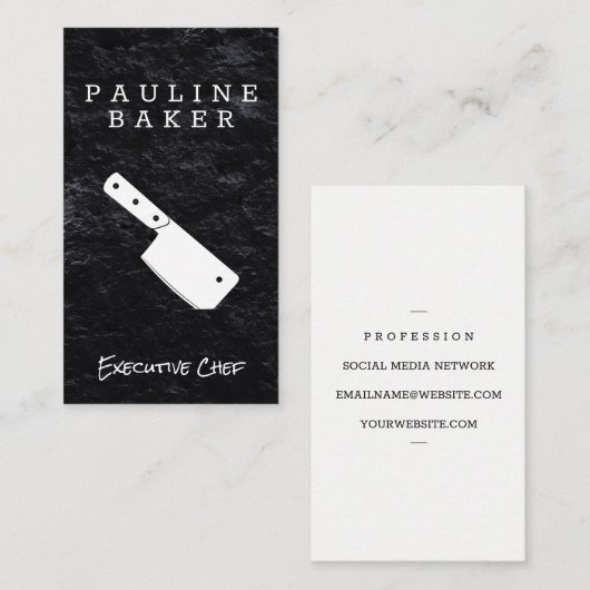 料理長 |石板 |切断ナイフ 名刺 (正面/裏面)