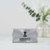 料理長 |金属のシルバー料理 名刺 (スタンド正面)