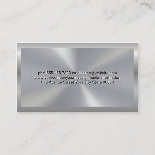 料理長 |金属のシルバー料理 名刺 (裏面)