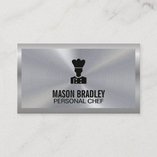 料理長 |金属のシルバー料理 名刺 (正面)