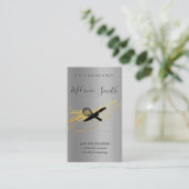 料理長 |金属の背景 名刺 (スタンド正面)