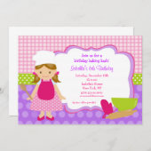 料理 お菓子作り 誕生日パーティーの招待状 招待状 (正面/裏面)