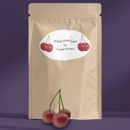 料理(さくらんぼ) 楕円形シール