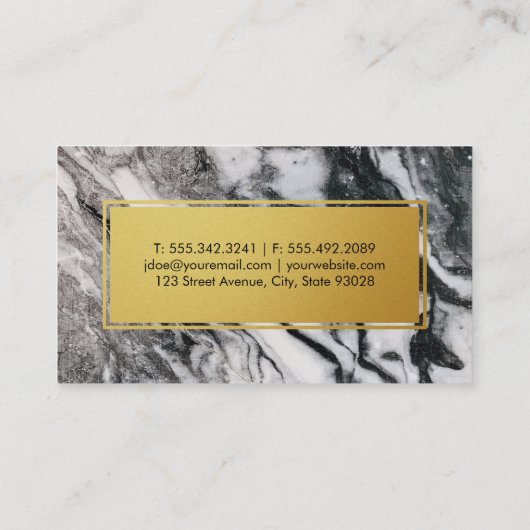 料理 |エグゼクティブシェフ |大理石金ゴールドトリム 名刺 (裏面)