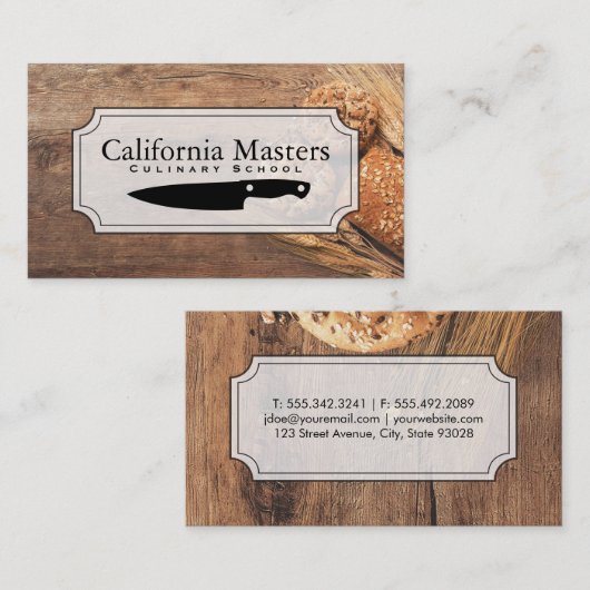 料理 |エグゼクティブシェフ |木材 名刺 (正面/裏面)