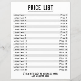 料金表. 最大20項目＆価格. 片面 チラシ