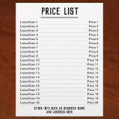 料金表. 最大20項目＆価格. 片面 チラシ