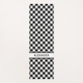 斜はっきりした白黒バッファロープレイドあなたの名前 ヨガマット (正面)