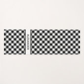 斜はっきりした白黒バッファロープレイドあなたの名前 ヨガマット (正面(横))