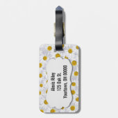 斜めにデイジーした白いラベル ラゲッジタグ (裏面縦)