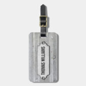 斜めに切った灰色の風化したラベル ラゲッジタグ (正面縦)