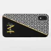 斜めのゴールド箔ギリシャ鍵と黒のモノグラム Case-Mate iPhoneケース (裏面(横))