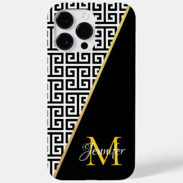 斜めのゴールド箔ギリシャ鍵と黒のモノグラム Case-Mate iPhone 14 PRO MAXケース