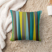 斜めのストライプのジオメトはっきりしたリック(緑の青の金ゴールド) クッション (ブランケット)