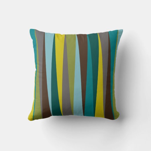 斜めのストライプのジオメトはっきりしたリック(緑の青の金ゴールド) クッション (裏面)