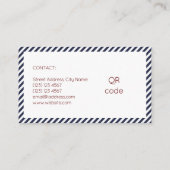 斜めのストライプ線のパターンが青い白 名刺 (裏面)