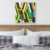 斜めのスリップストリームパターン キャンバスプリント (インサイチュ (寝室))