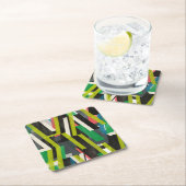 斜めのスリップストリームパターン スクエアペーパーコースター (インサイチュ)