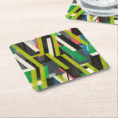 斜めのスリップストリームパターン スクエアペーパーコースター (アングル)