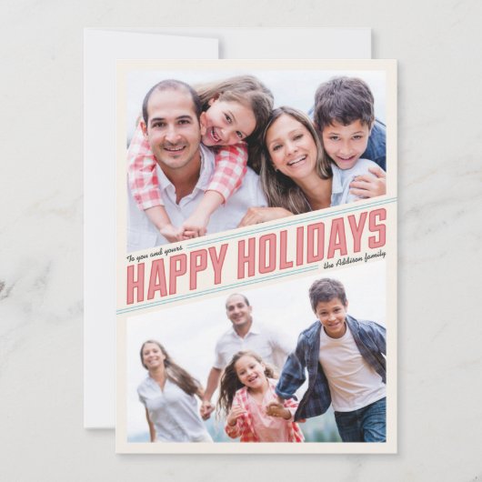 斜めのハッピー ホリデー 2 フォト カード (正面)
