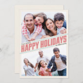斜めのハッピー ホリデー 2 フォト カード (正面/裏面)
