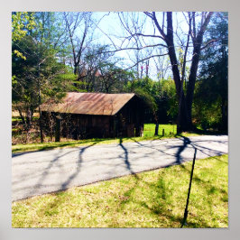 斜めのビュー素朴な100年の古い納屋ポスター ポスター