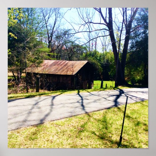 斜めのビュー素朴な100年の古い納屋ポスター ポスター (正面)