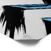 斜めのブラシストロークを持つ光沢のある青いシェイプ ポスター (角)