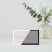 斜めのモダンでエレガントな割れ目の真珠の黒 名刺 (スタンド正面)