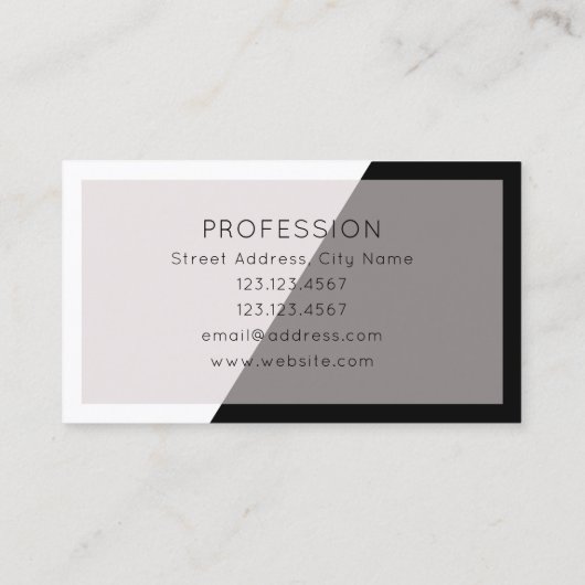 斜めのモダンでエレガントな割れ目の真珠の黒 名刺 (裏面)