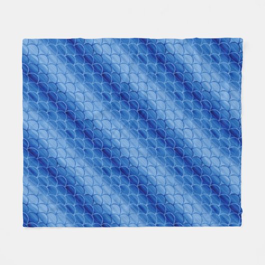 斜めのライトファンとダークブルーのファンの形状 フリースブランケット (正面(横))